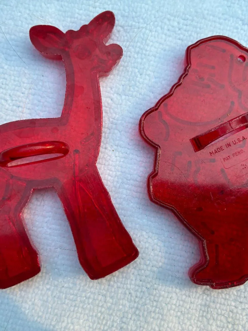 Set of Two Cookie Cutters Original Montgomery Ward Looking Rudolph and Santa